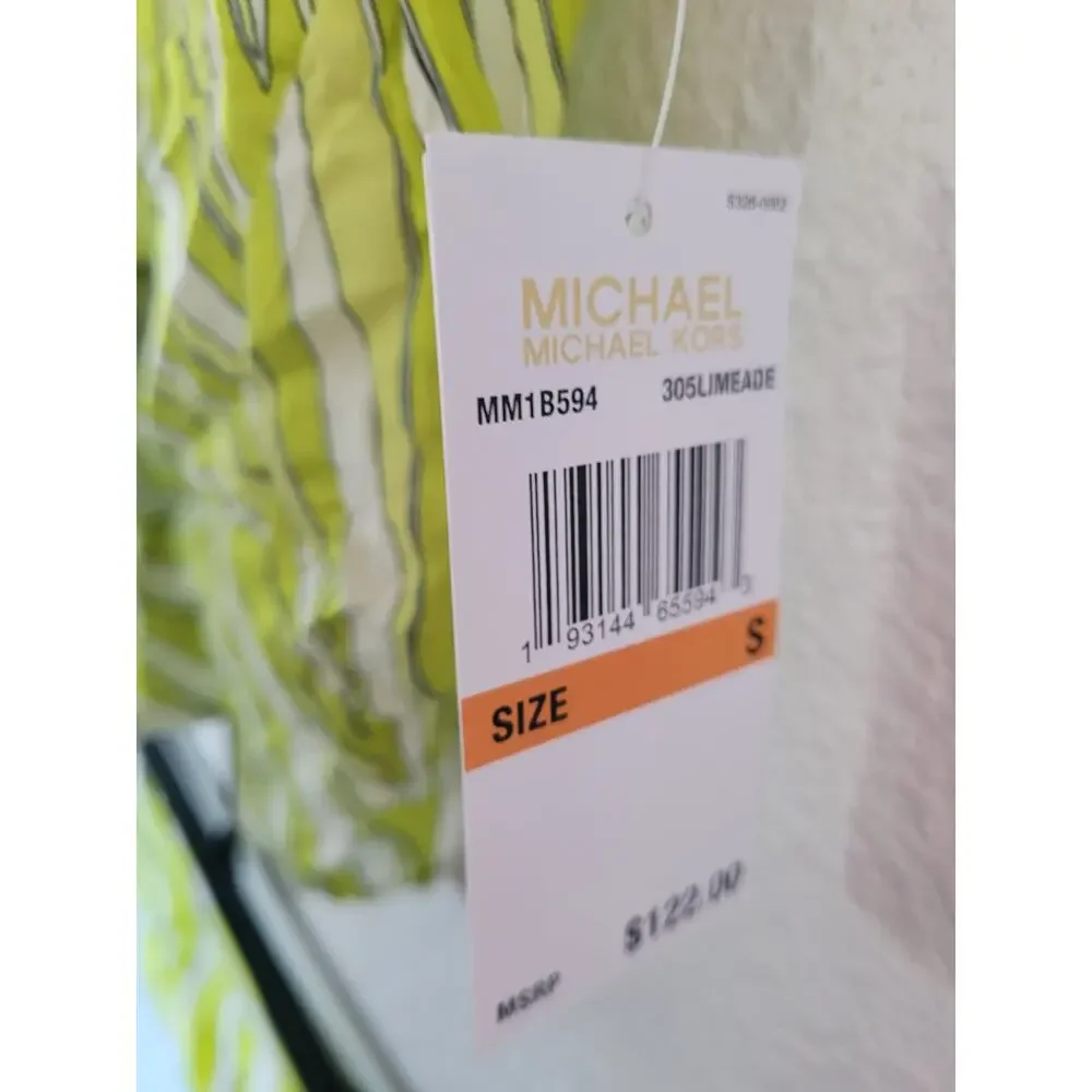 Michael‎ Kors Limeade Button Down Coverup and Bikini Striped Bottom S #17